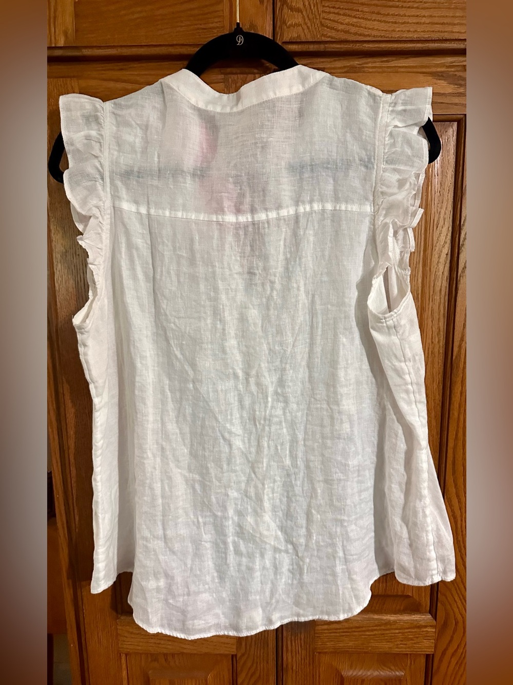 Lilly Pulitzer White Linen Ruffle-Sleeve Button Front Top - Picture 4 of 4